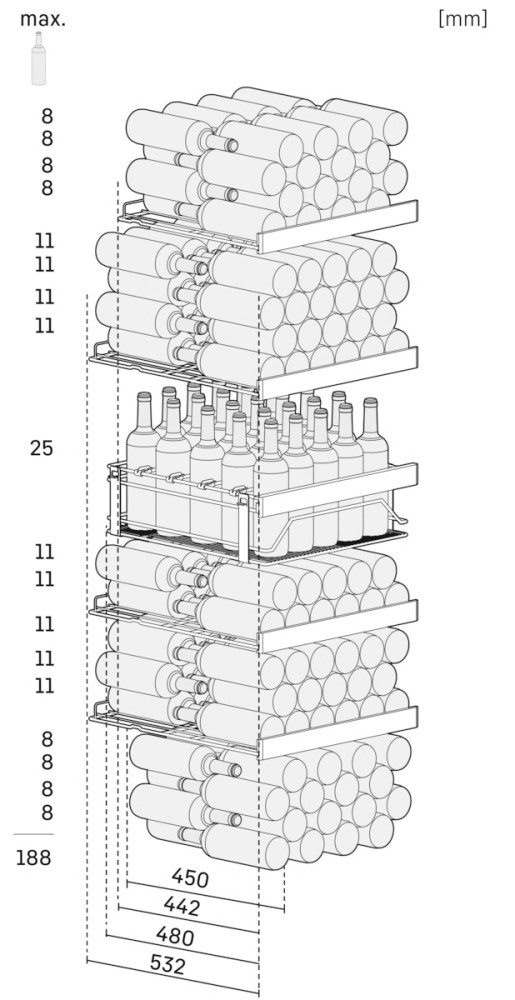 Liebherr Weinkühlschrank WFbli 5241 Weineinlagerungsskizze