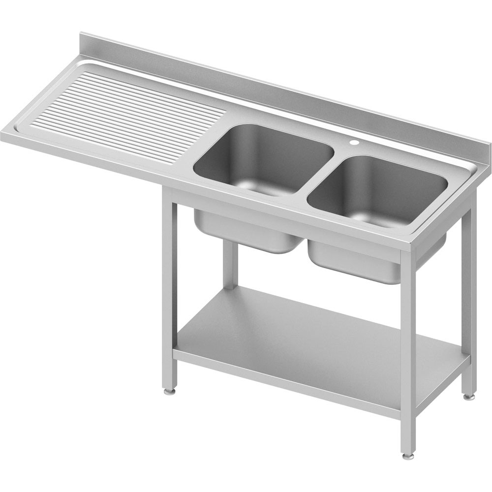 Stalgast Spültisch ECO mit Grundboden und Überstand, 2 Becken rechts, Selbstmontage
