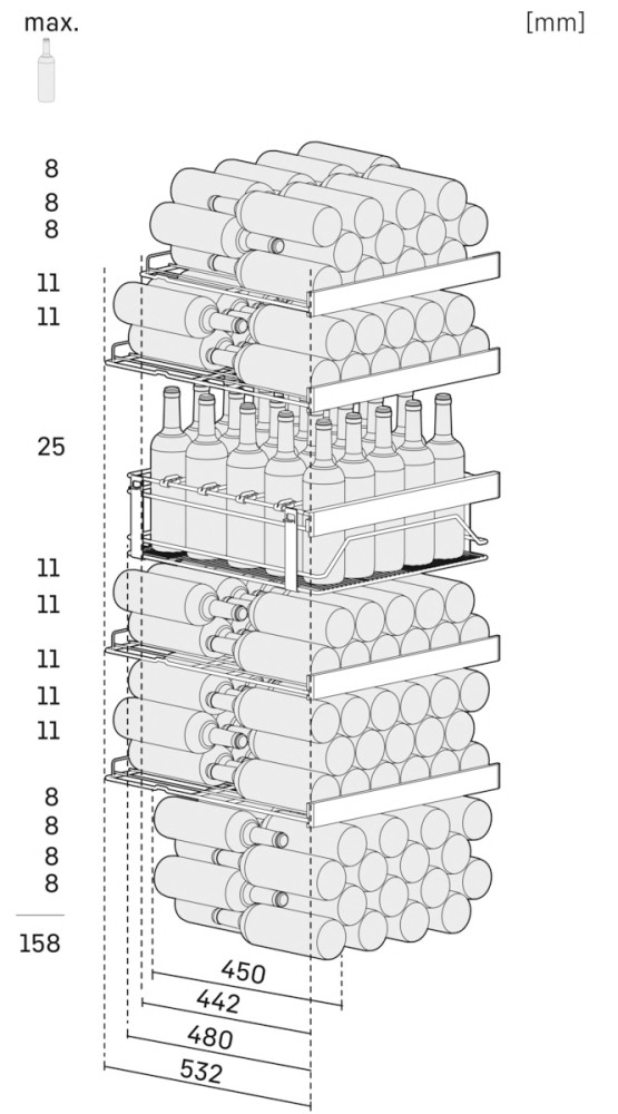 Liebherr Weinkühlschrank WFbli 5041 Weineinlagerungsskizze