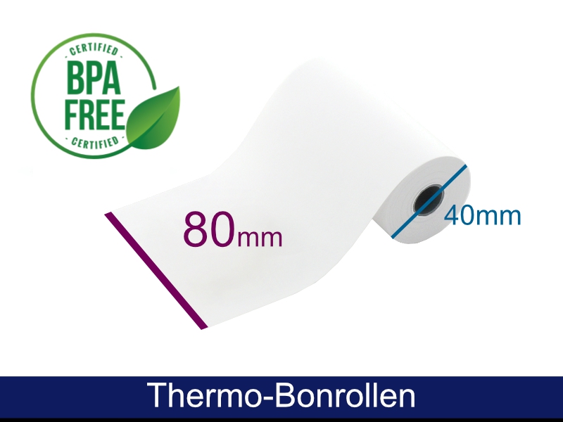 Bonrollen 80mm breit, Ø 40mm, weiß