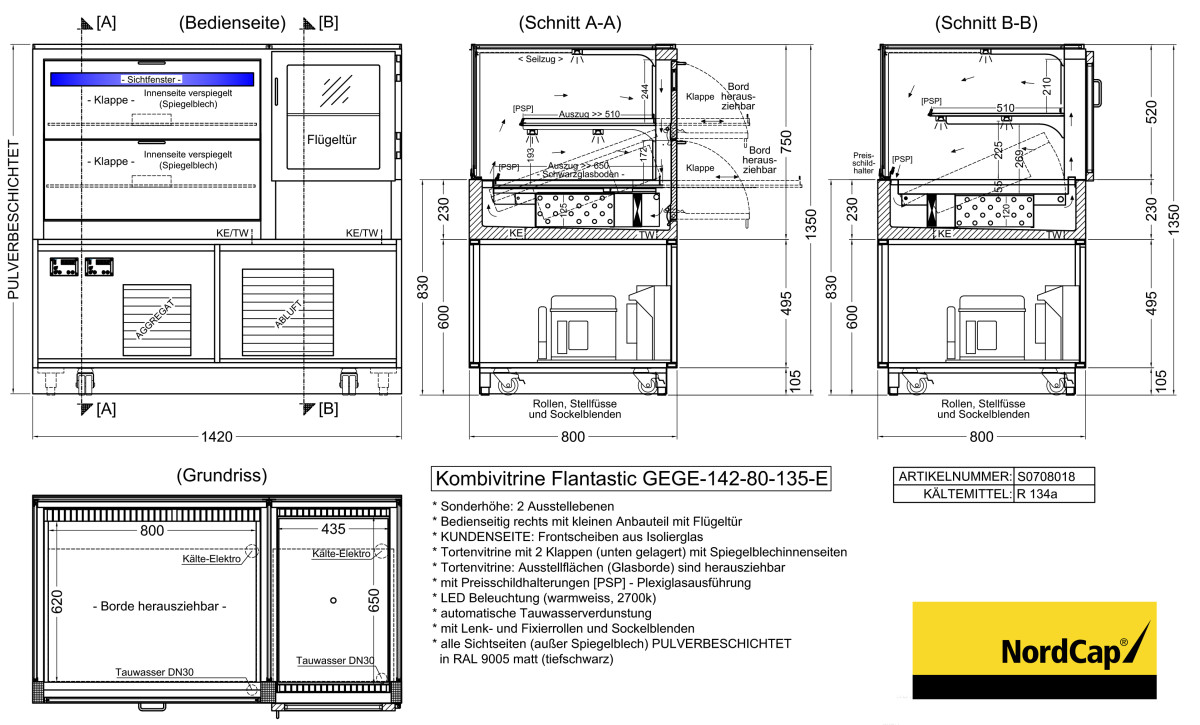 Kühlvitrine Flantastic GEGE-142-80-135-E