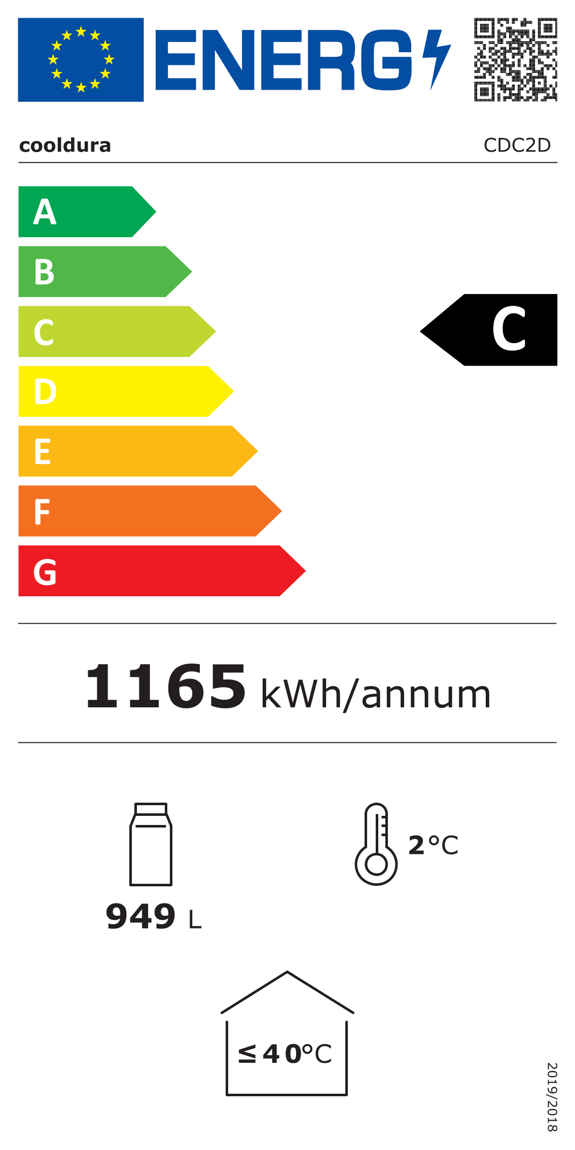 Cooldura Kühlschrank CDC2D Energylabel