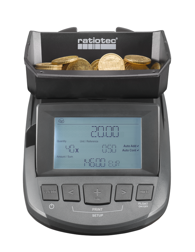 Geldwaage RS 1000 mit optionalen Kassen-Cup