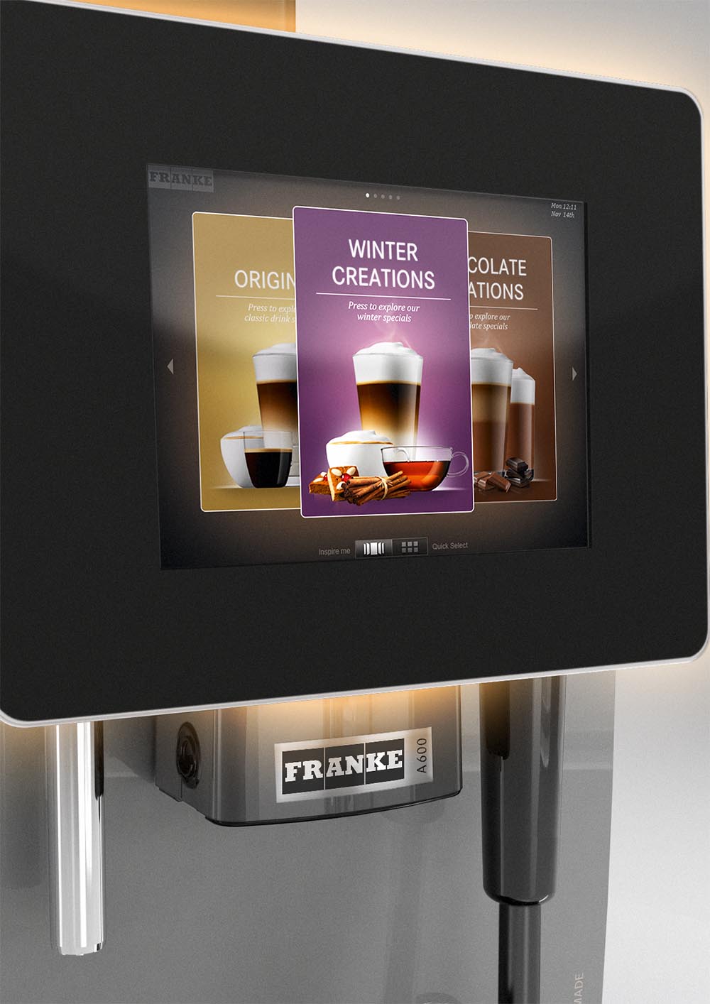 Franke Kaffeevollautomat A600 FM Menüauswahl