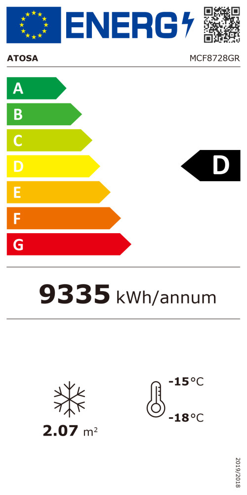 Atosa Tiefkühlschrank MCF8728GR Energielabel