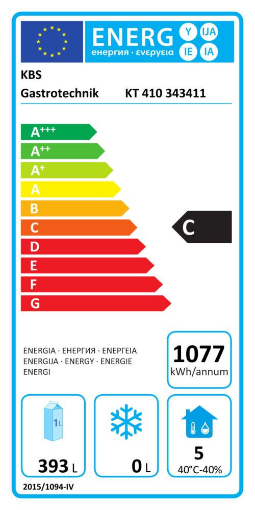 KBS Kühltisch KT 410 - Energielabel