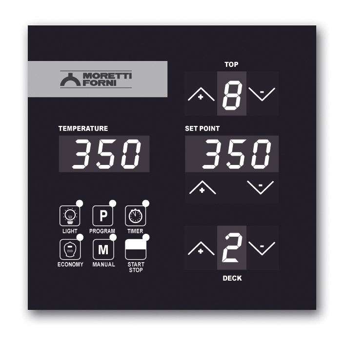 Moretti Forni Pizzaofen serieP P120E B Bedienfeld