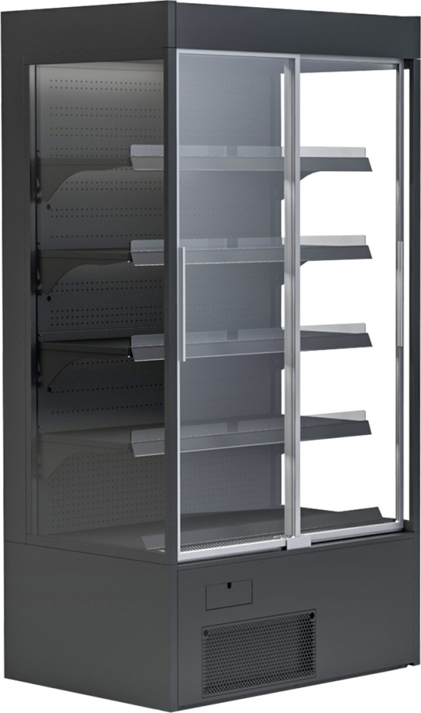 Wandkühlregal Variant 167 Black Line mit Glasschiebetüren