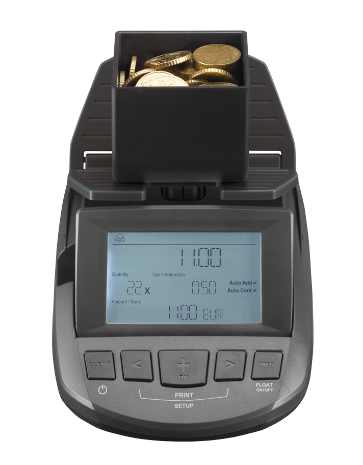 Geldwaage RS 1000 mit optionalen Kassen-Cup