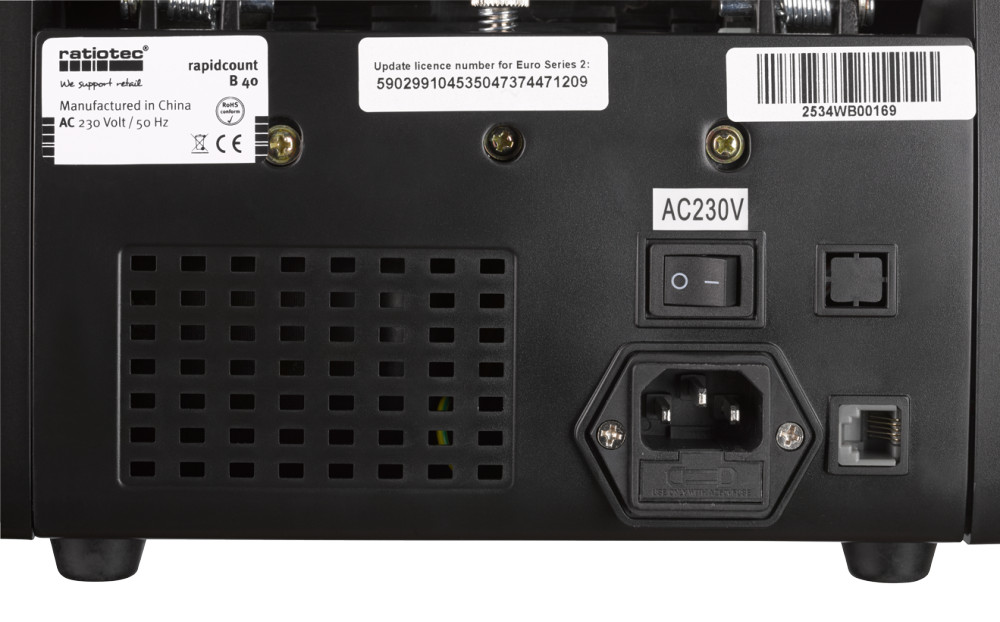 Banknotenzähler B 40 Rückseite