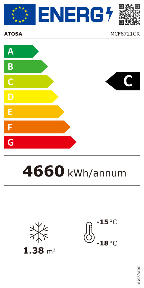 Atosa Tiefkühlschrank MCF8721GR Energielabel
