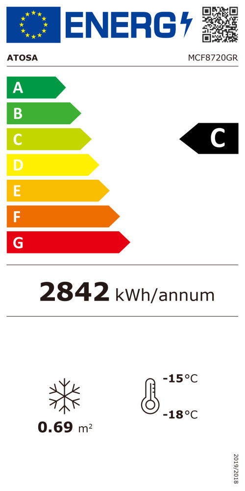 Atosa Tiefkühlschrank MCF8720GR Energielabel